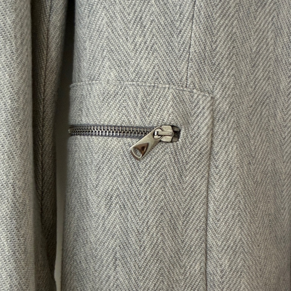 Zara Light Gray Women's Coat Collarless Size Medium - Picture 4 of 5